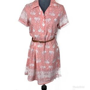 Pink Elephant Print Dress #585